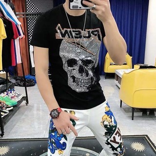 Philipp plein áo thun ngắn tay in hình đầu lâu thời trang mùa hè dành cho nam