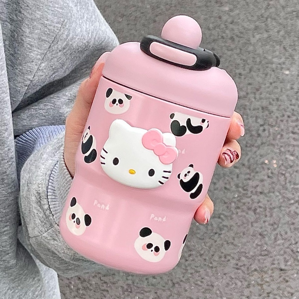 Bình Nước Giữ Nhiệt Bằng Thép Không Gỉ 316 Hình Mèo kitty Dễ Thương diy