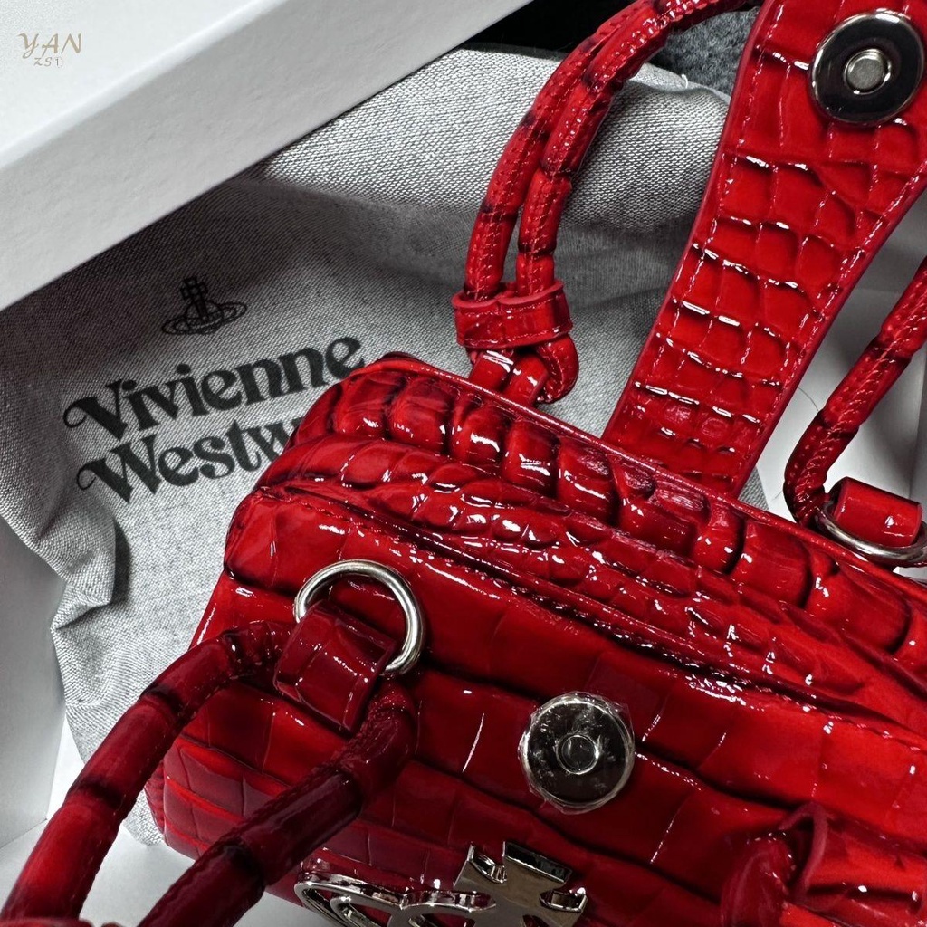 Niche Túi Đeo Chéo mini Bằng Da Cá Sấu Phong Cách retro