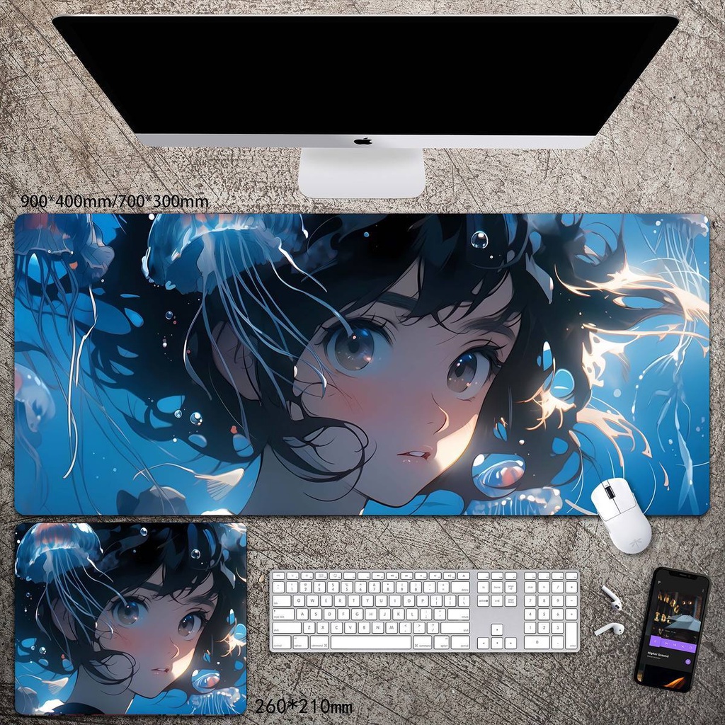 Tấm Lót Chuột Và Bàn Phím Cỡ Lớn In Hình Cá Dễ Thương