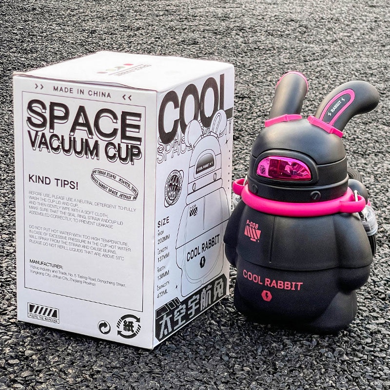 Bình Nước Giữ Nhiệt Cao Cấp Có Ống Hút Hình Phi Hành Gia Dễ Thương Hợp Thời Trang Cho Học Sinh