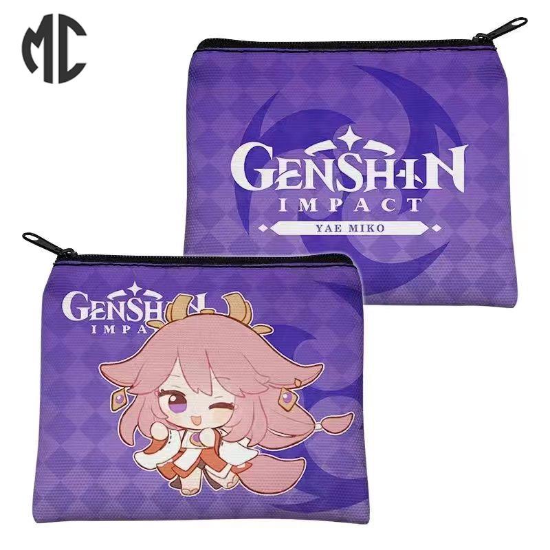 Ví Đựng Tiền Xu Bằng Vải canvas In Hoạt Hình Kaizuha raiden shogun zhongli genshin Ikaedehara ibari Sasitan Cứng