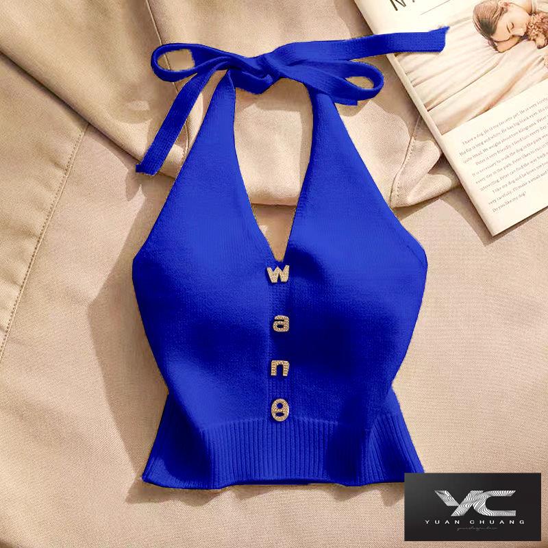Y & c ~ hot girl Áo Dệt Kim Hai Dây Dáng Ngắn Hở Lưng Thời Trang Mùa Hè Quyến Rũ Dành Cho Nữ