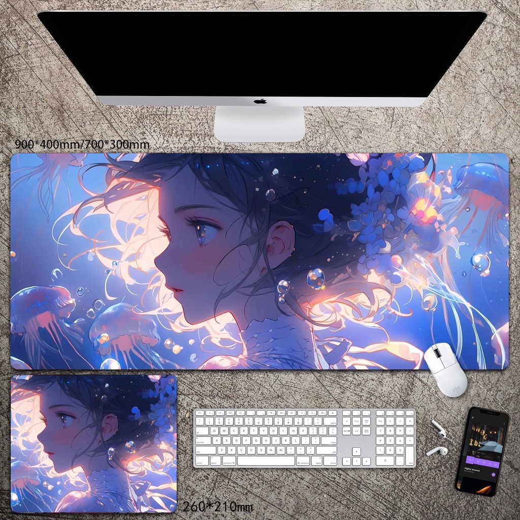 Tấm Lót Chuột Và Bàn Phím Cỡ Lớn In Hình Cá Dễ Thương