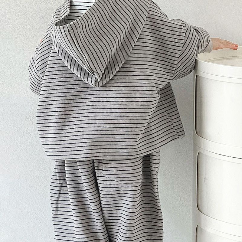 Bộ Đồ Thể Thao Áo Hoodie Kẻ Sọc Thời Trang Mùa Thu Cho Bé