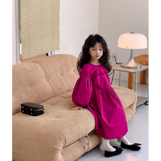 Đầm Công Chúa Tay Dài Phồng Phong Cách Hàn Quốc Đơn Giản Ngọt Ngào Thời Trang Xuân Thu Mới Dành Cho Bé Gái