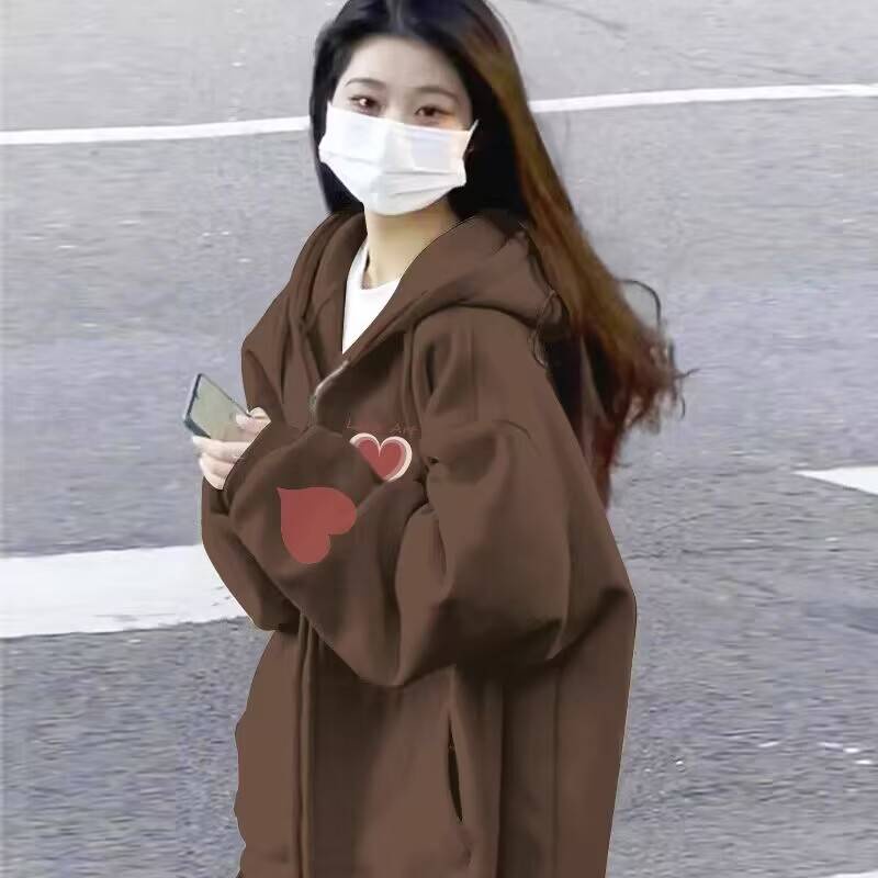 Áo Khoác cardigan Có Nón Bằng Vải Nhung Cáo Dày Dặn Màu Bạc Dáng Rộng Phong Cách Hàn Quốc Thời Trang Xuân Thu