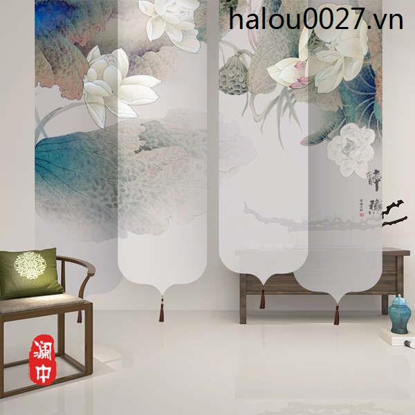 Mới Rèm Cửa Dạng Lăn Hình Hoa Sen Phong Cách Trung Hoa