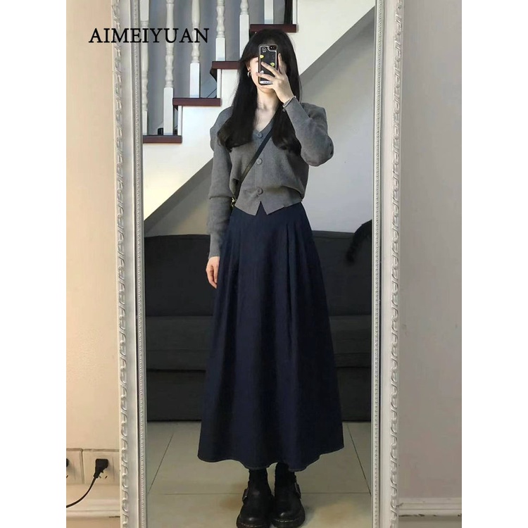 Mới Set Chân Váy Và Áo cardigan Phong Cách Hàn Quốc Dành Cho Nữ