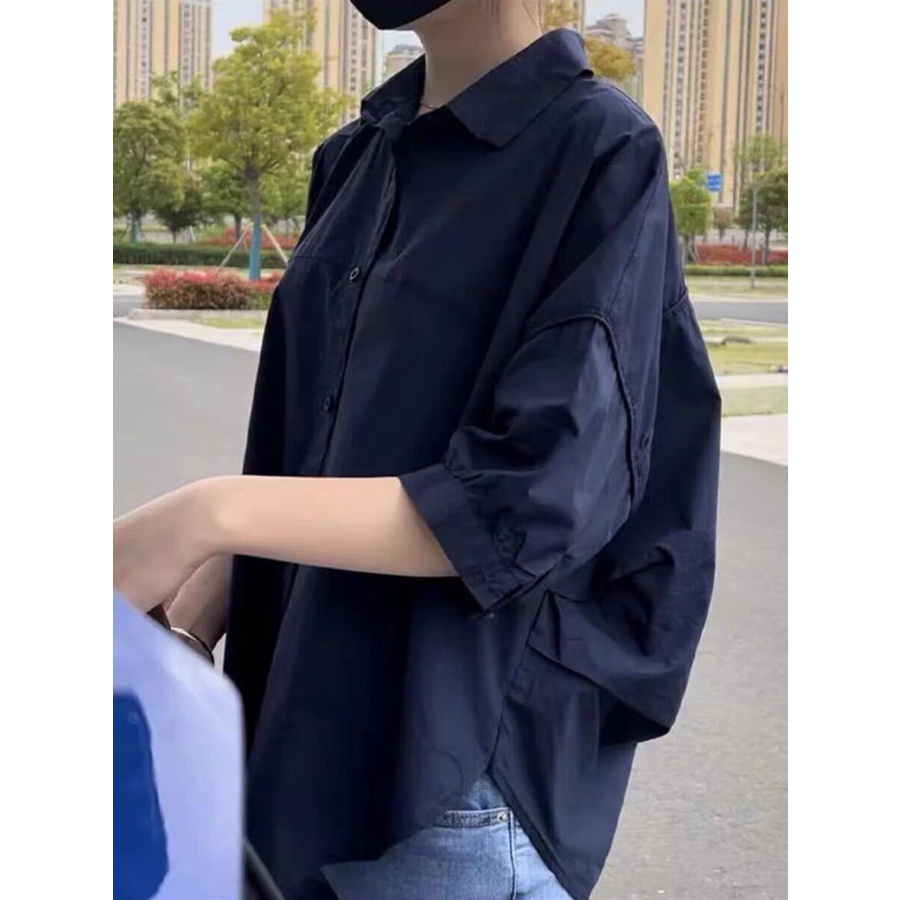 Áo Sơ Mi Trắng Tay Ngắn Dáng Rộng Kiểu Pháp Thời Trang Mùa Hè 2023 Cho Bạn Gái