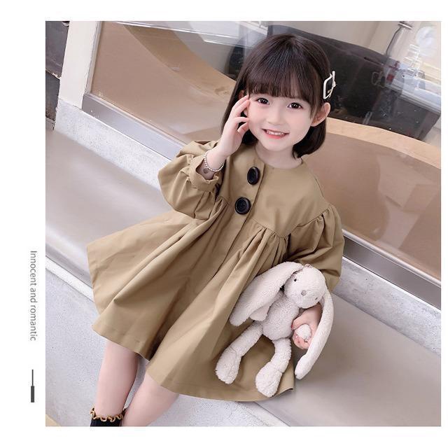 Đầm Tay Dài Phong Cách Hàn Quốc Thời Trang Xuân Thu Mới Dành Cho Bé Gái Và Bé Gái