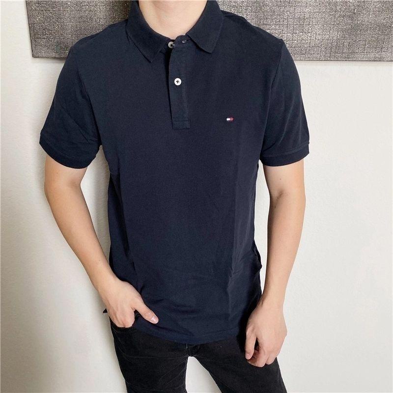 Áo polo Tay Ngắn Màu Trơn Thêu Chữ tommy Thời Trang Mùa Hè Cho Nam