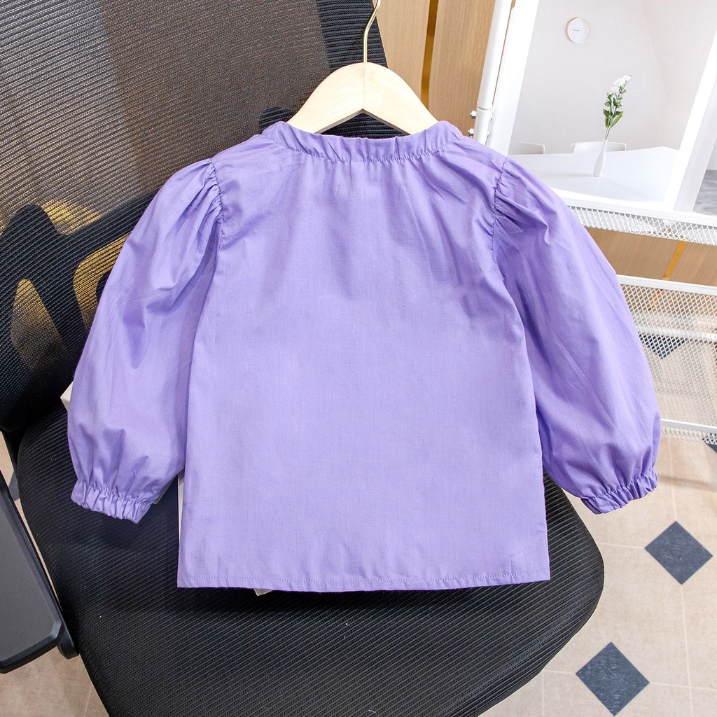 Áo Sơ Mi Cotton Tay Dài Phong Cách Hàn Quốc Thời Trang Xuân Thu 2023 Dành Cho Bé Gái