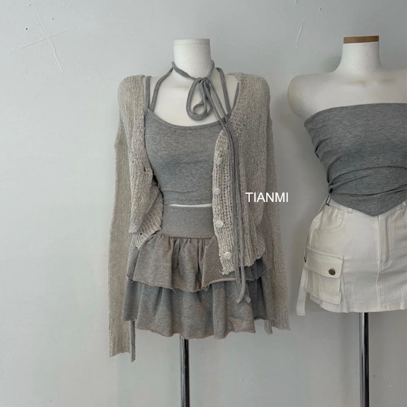 Bộ Áo cardigan Dệt Kim + Chân Váy + Áo Khoác cardigan Phong Cách Hàn Quốc Thời Trang Mùa Thu Hàng Mới 2023