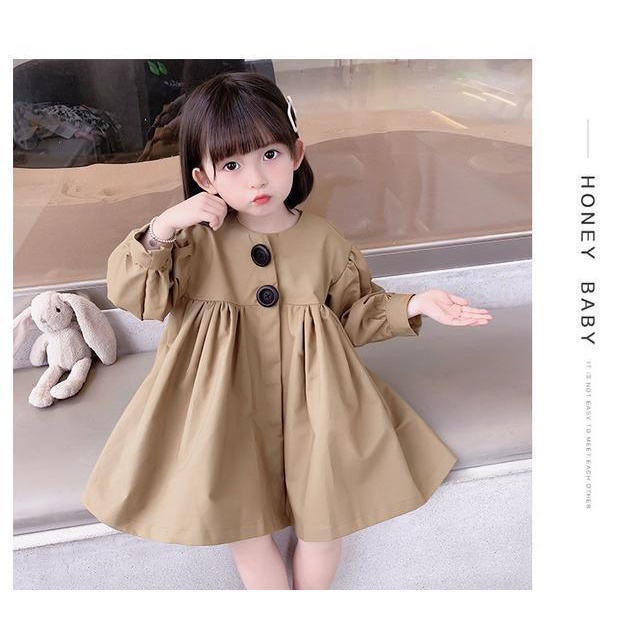 Đầm Tay Dài Phong Cách Hàn Quốc Thời Trang Xuân Thu Mới Dành Cho Bé Gái Và Bé Gái