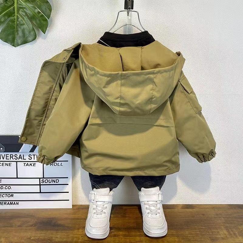 Áo Khoác Có Mũ Trùm Phong Cách Hàn Quốc Thời Trang Xuân Thu Mới 2023 Dành Cho Bé Trai