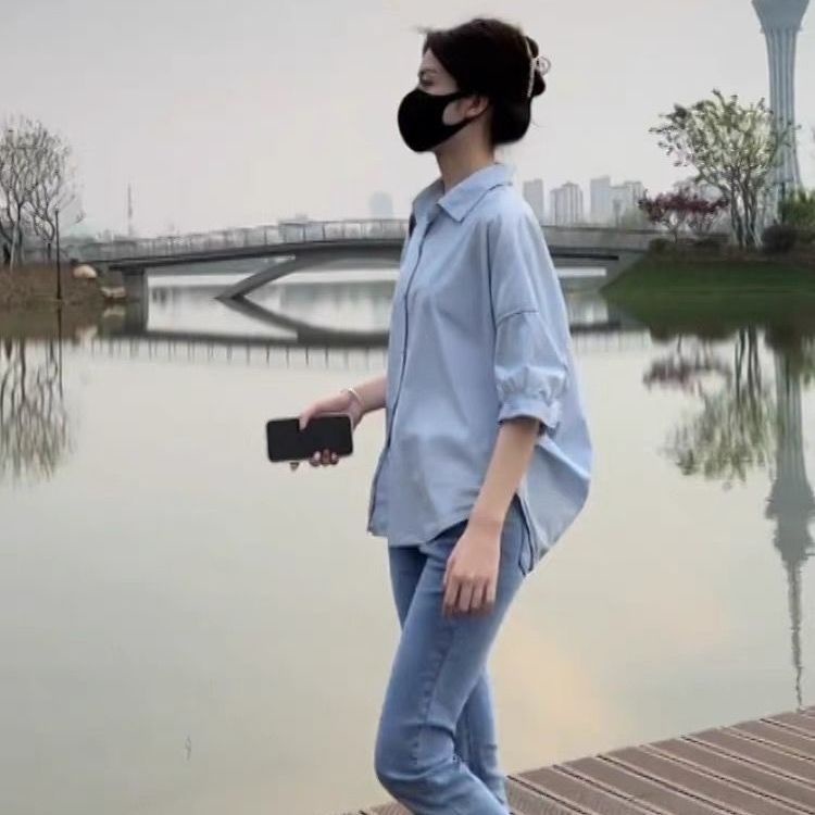 Áo Sơ Mi Trắng Tay Ngắn Dáng Rộng Kiểu Pháp Thời Trang Mùa Hè 2023 Cho Bạn Gái