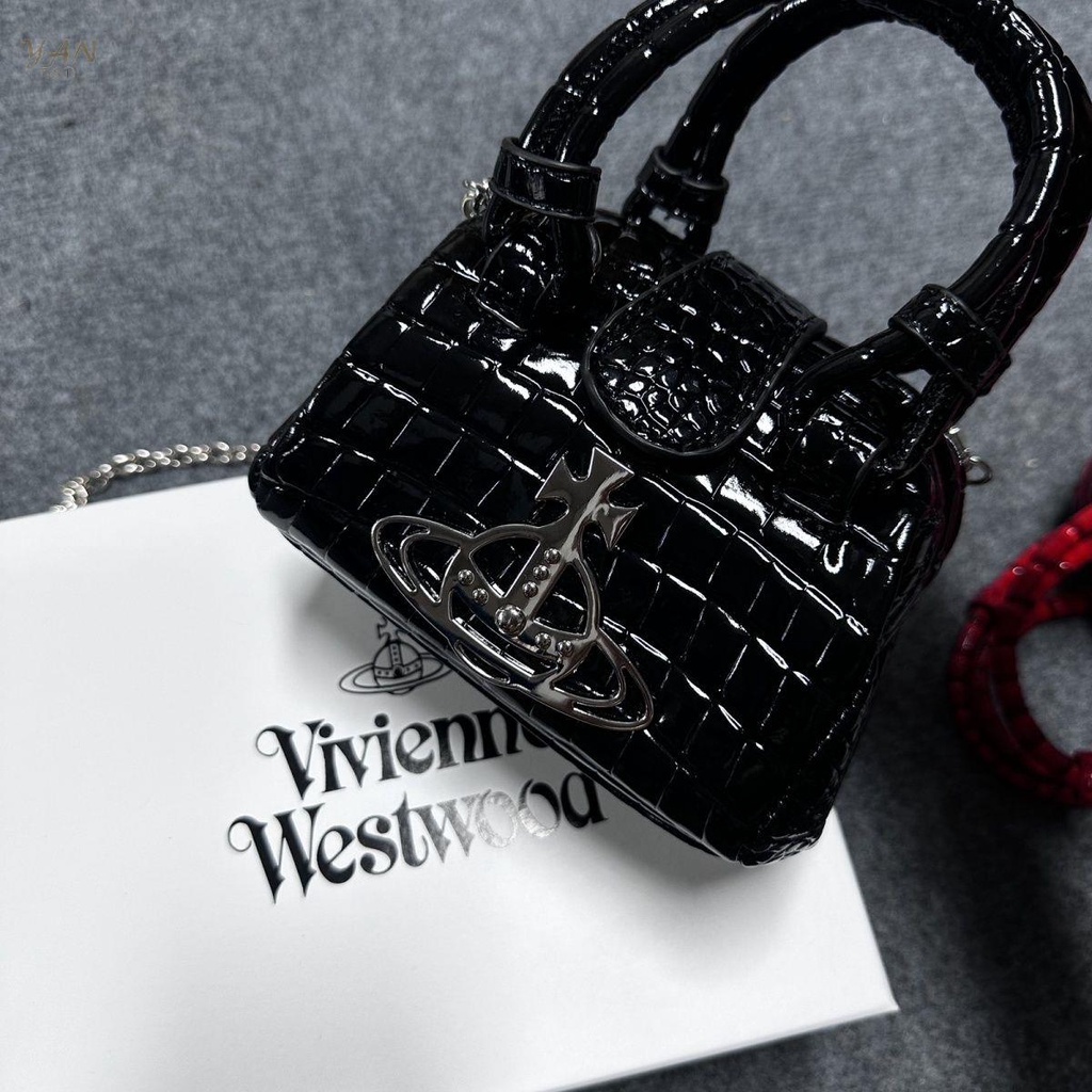 Niche Túi Đeo Chéo mini Bằng Da Cá Sấu Phong Cách retro