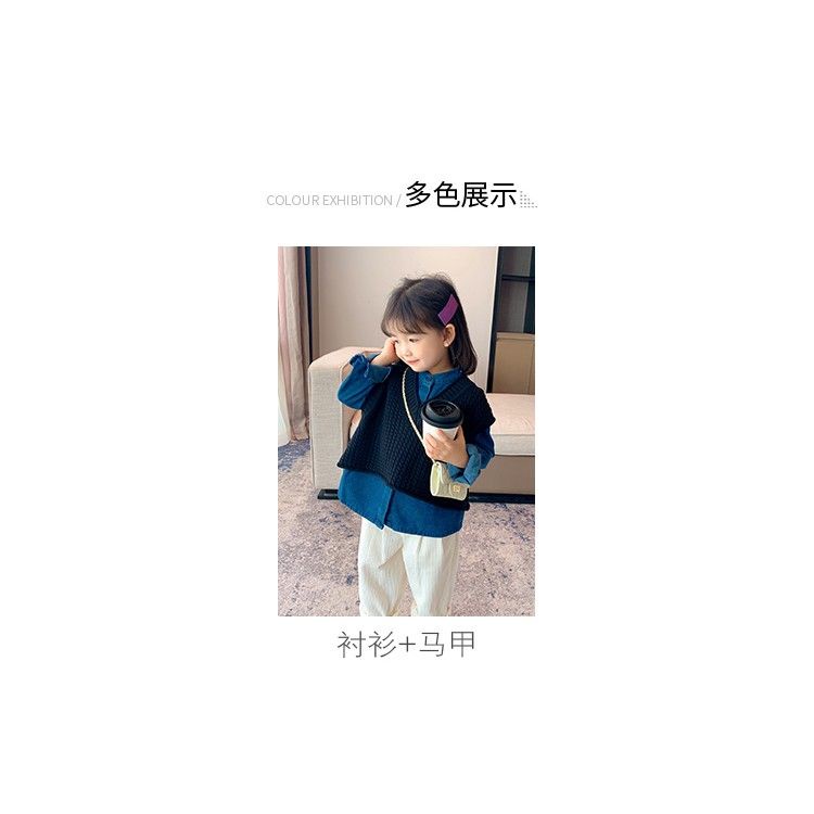 Bộ Áo Sơ Mi denim + Áo Khoác Jean Thời Trang Xuân Thu Cho Bé Gái