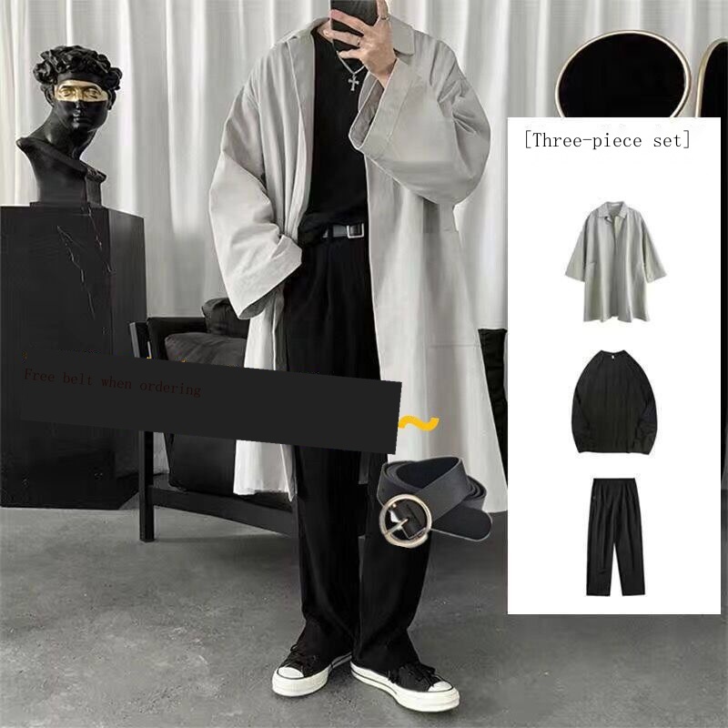 Hàng Có Sẵn! Hàng Có Sẵn!Áo Khoác Dáng Rộng Dài Đến Gối Phong Cách Hàn Quốc Thời Trang Mùa Thu Dành Cho Nam