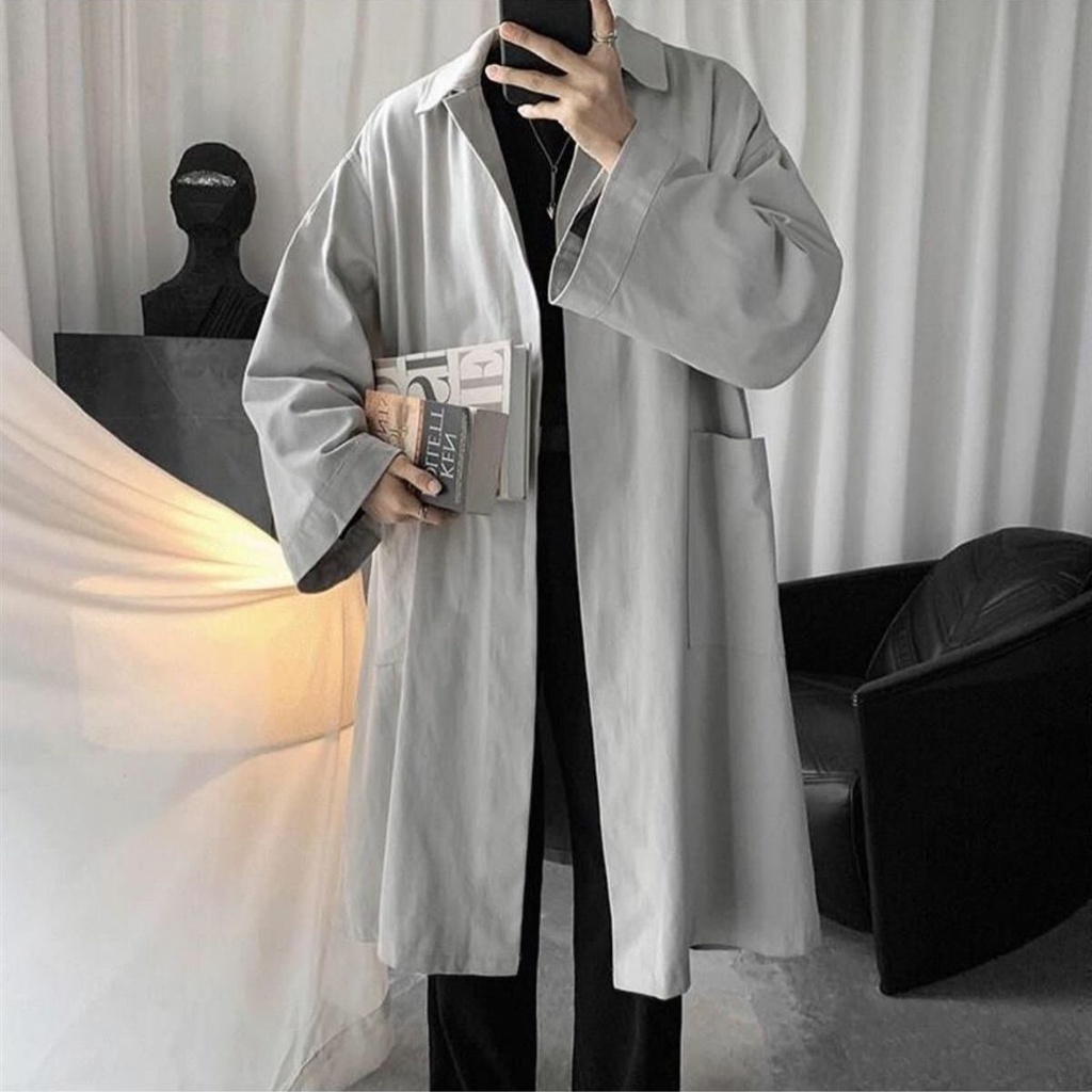 Hàng Có Sẵn! Hàng Có Sẵn!Áo Khoác Dáng Rộng Dài Đến Gối Phong Cách Hàn Quốc Thời Trang Mùa Thu Dành Cho Nam