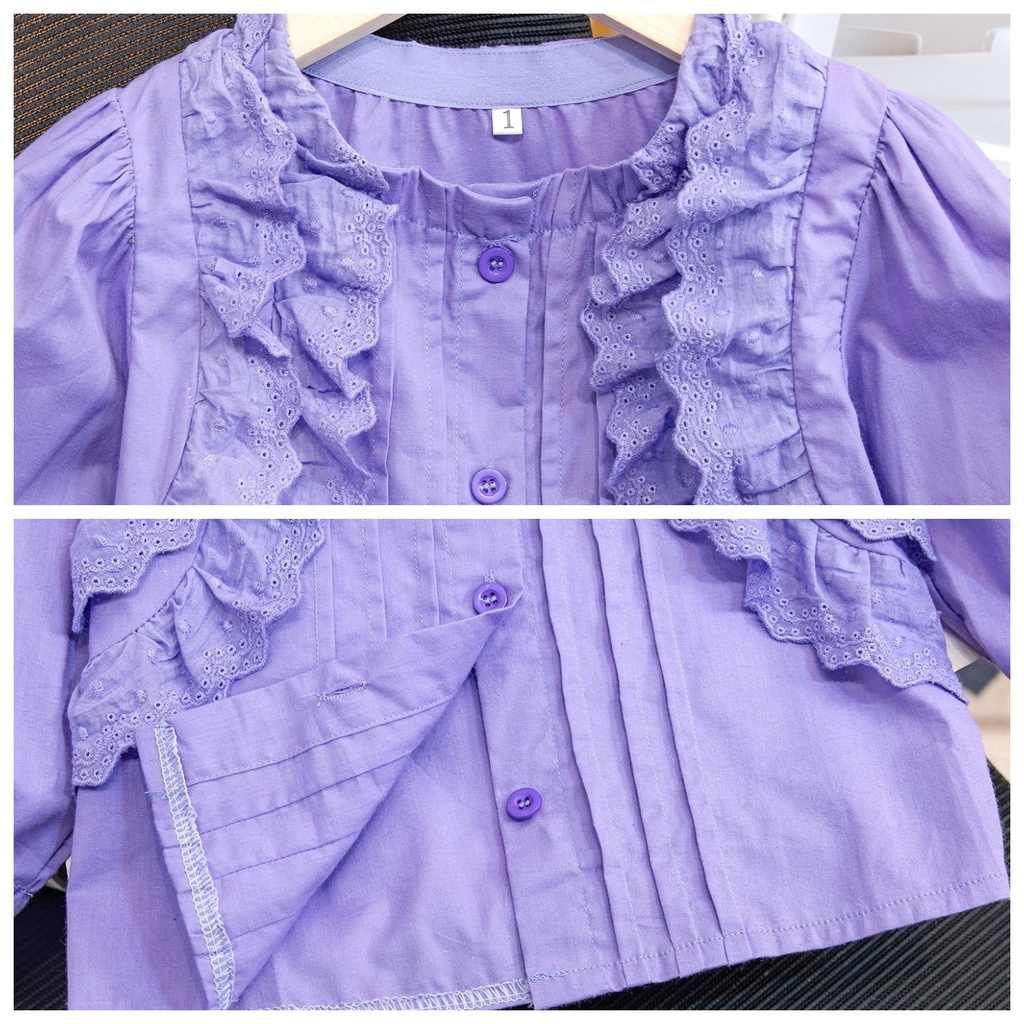 Áo Sơ Mi Cotton Tay Dài Phong Cách Hàn Quốc Thời Trang Xuân Thu 2023 Dành Cho Bé Gái