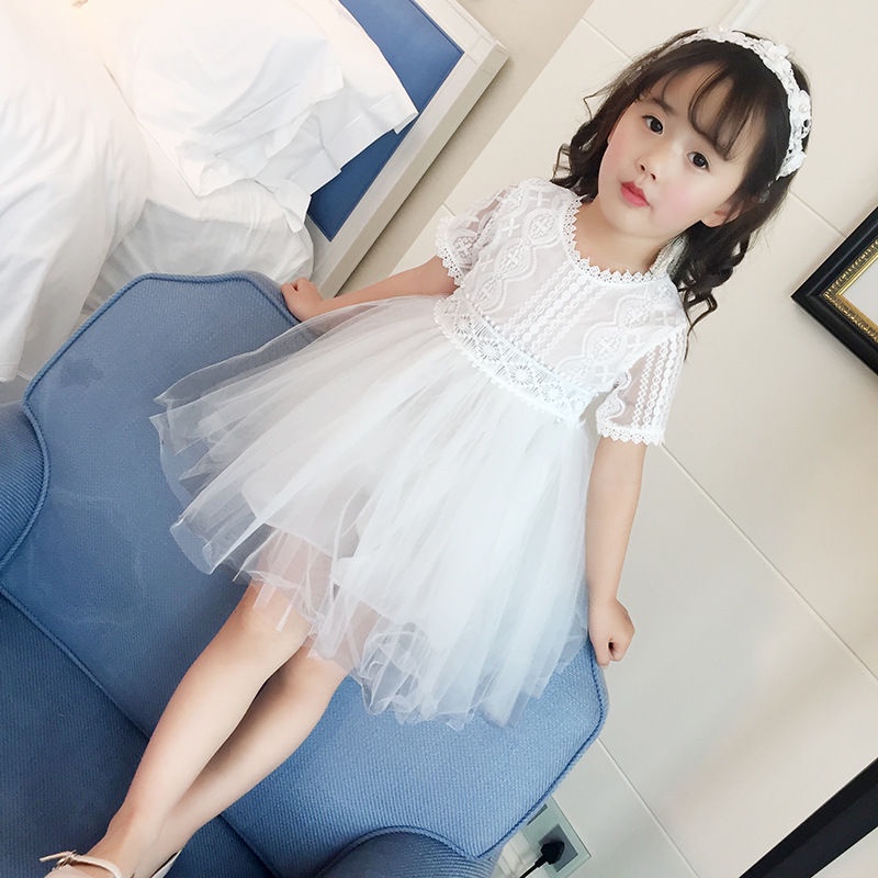 Đầm Công Chúa Tay Dài Phối Ren Lưới Thời Trang Mùa Hè 2023 Cho Bé Gái