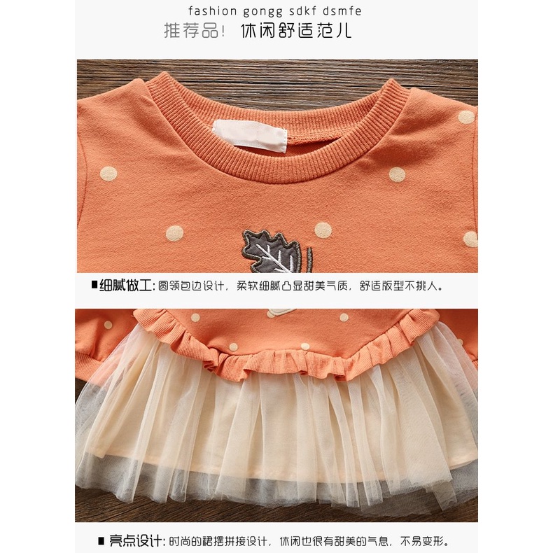 Đầm Công Chúa Tay Dài Phối Lưới Phong Cách Hàn Quốc Mới Cho Bé Gái Sơ Sinh