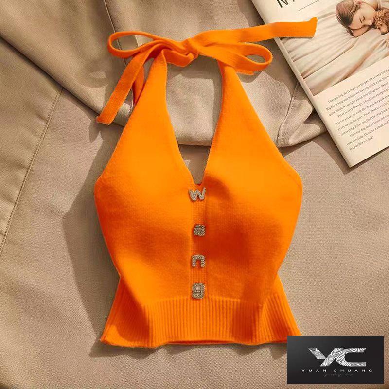 Y & c ~ hot girl Áo Dệt Kim Hai Dây Dáng Ngắn Hở Lưng Thời Trang Mùa Hè Quyến Rũ Dành Cho Nữ