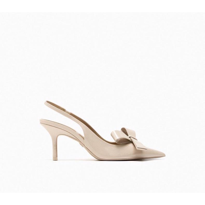 Hàng Mới Về Giày Cao Gót Zara Thắt Nơ Màu Đen / Be Thời Trang Mùa Thu Cho Nữ