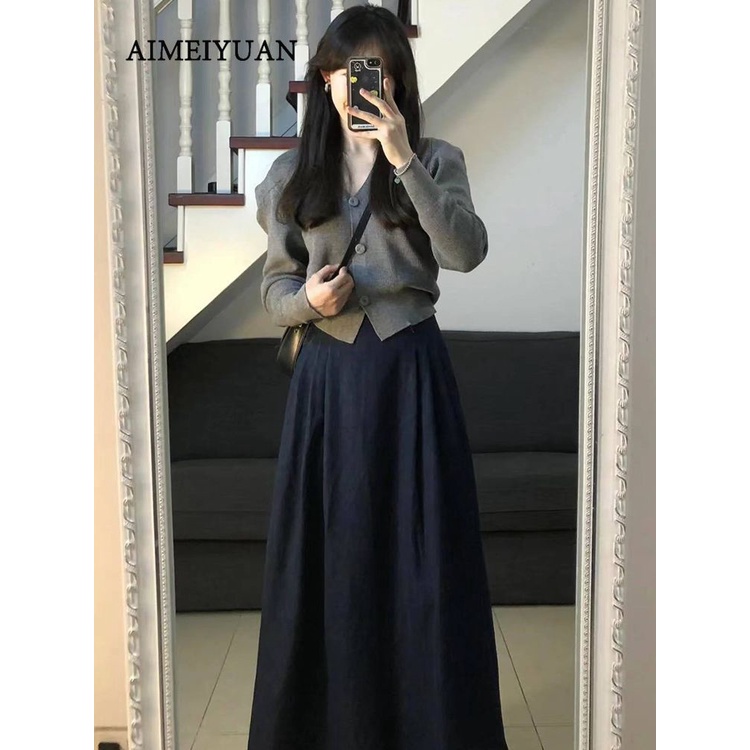 Mới Set Chân Váy Và Áo cardigan Phong Cách Hàn Quốc Dành Cho Nữ