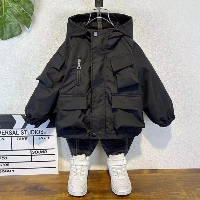 Áo Khoác Có Mũ Trùm Phong Cách Hàn Quốc Thời Trang Xuân Thu Mới 2023 Dành Cho Bé Trai
