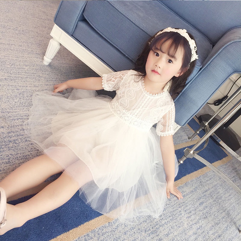 Đầm Công Chúa Tay Dài Phối Ren Lưới Thời Trang Mùa Hè 2023 Cho Bé Gái