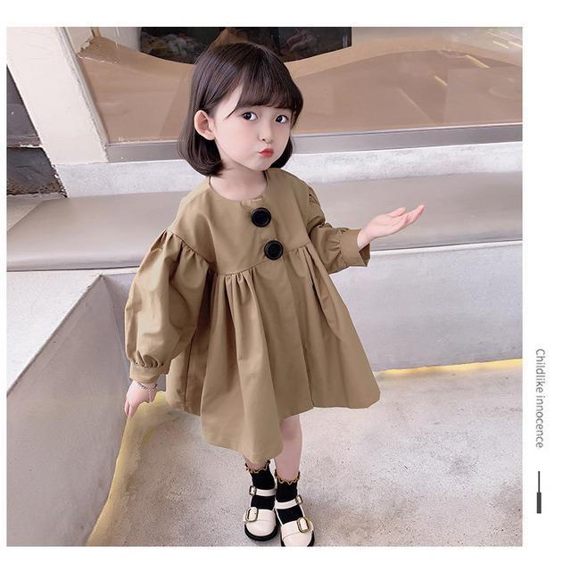 Đầm Tay Dài Phong Cách Hàn Quốc Thời Trang Xuân Thu Mới Dành Cho Bé Gái Và Bé Gái