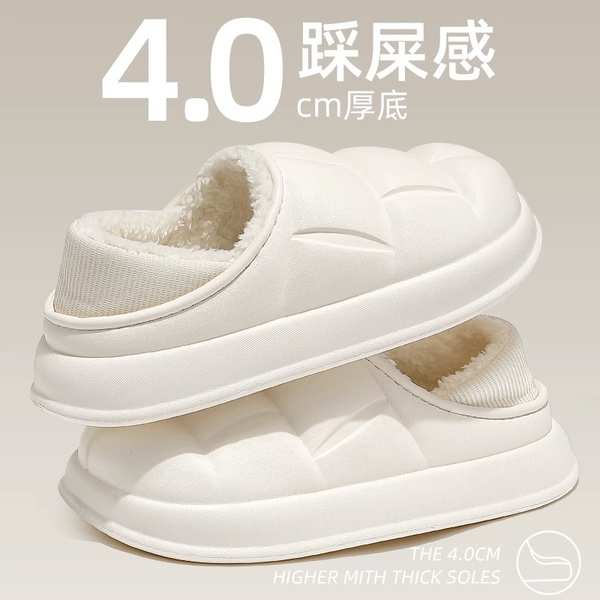 Dép cotton Lót Lông Cừu Gót Dày Chống Nước Thời Trang Mùa Đông 2023 Phong Cách Mới