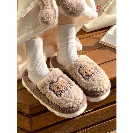 Dễ Thương Dép Bông Đi Trong Nhà cotton Chống Trượt Thời Trang Thu Đông 2023 Cho Cặp Đôi