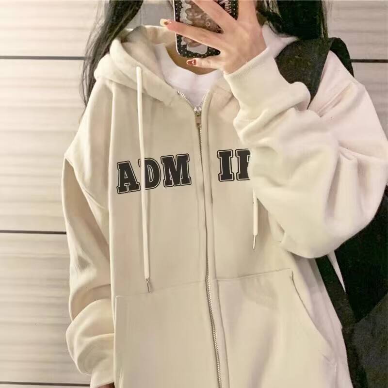 Áo Khoác cardigan Có Nón Bằng Vải Nhung Cáo Dày Dặn Màu Bạc Dáng Rộng Phong Cách Hàn Quốc Thời Trang Xuân Thu