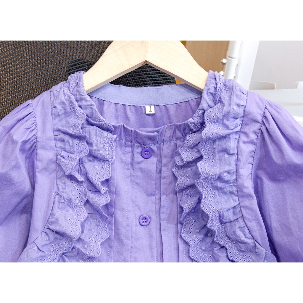 Áo Sơ Mi Cotton Tay Dài Phong Cách Hàn Quốc Thời Trang Xuân Thu 2023 Dành Cho Bé Gái