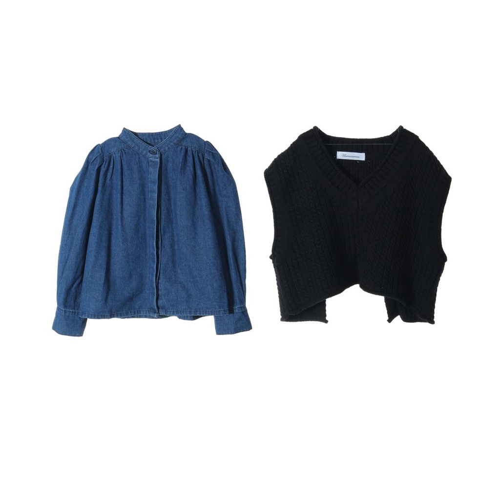 Bộ Áo Sơ Mi denim + Áo Khoác Jean Thời Trang Xuân Thu Cho Bé Gái