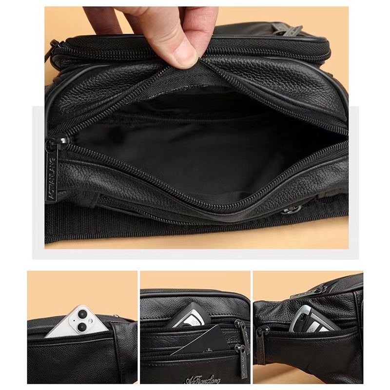 Túi Da Đeo Chéo Đa Năng Chất Liệu 100% Da Bò