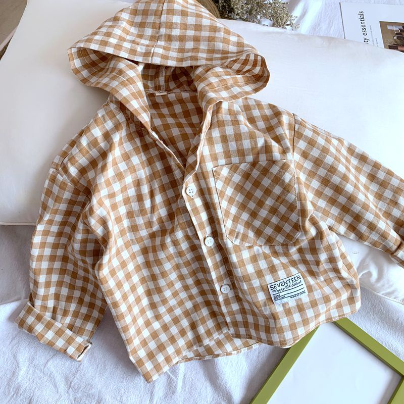 ✨Áo Thun NgắN Tay ThờI Trang Cho Nữ✨ Áo Khoác Sơ Mi Có Mũ Trùm Dáng Rộng Bằng cotton Nguyên Chất Sọc Caro Phong Cách Hàn Quốc Thời Trang Mới 2023