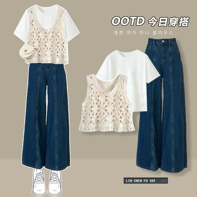 Mới Áo Sơ Mi + Áo Khoác jeans Phong Cách Hàn Quốc Cho Nữ