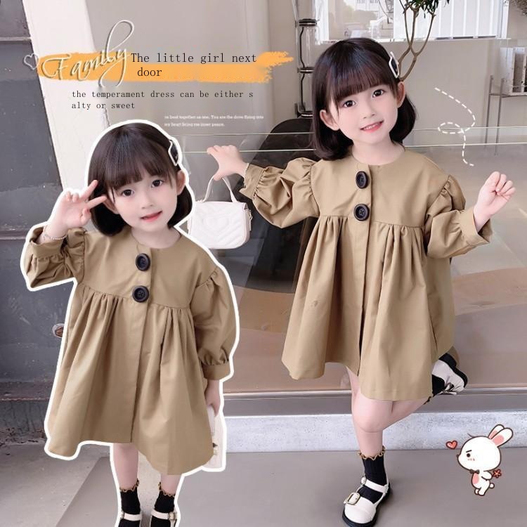 Đầm Tay Dài Phong Cách Hàn Quốc Thời Trang Xuân Thu Mới Dành Cho Bé Gái Và Bé Gái