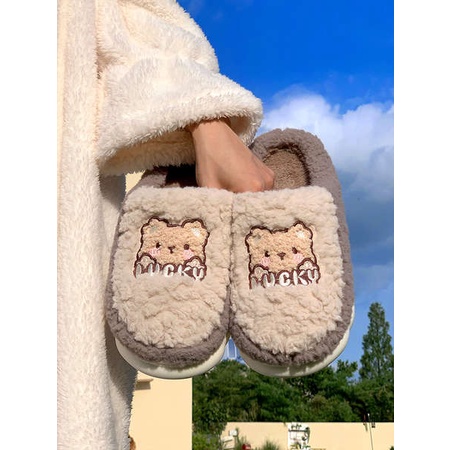 Dễ Thương Dép Bông Đi Trong Nhà cotton Chống Trượt Thời Trang Thu Đông 2023 Cho Cặp Đôi