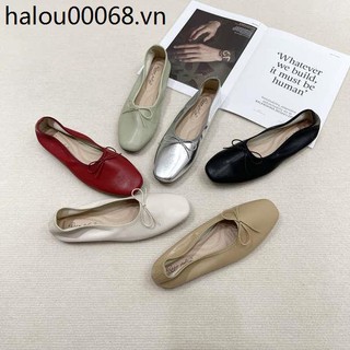 Giày búp bê mũi tròn đế mềm đính nơ thời trang cho nữ