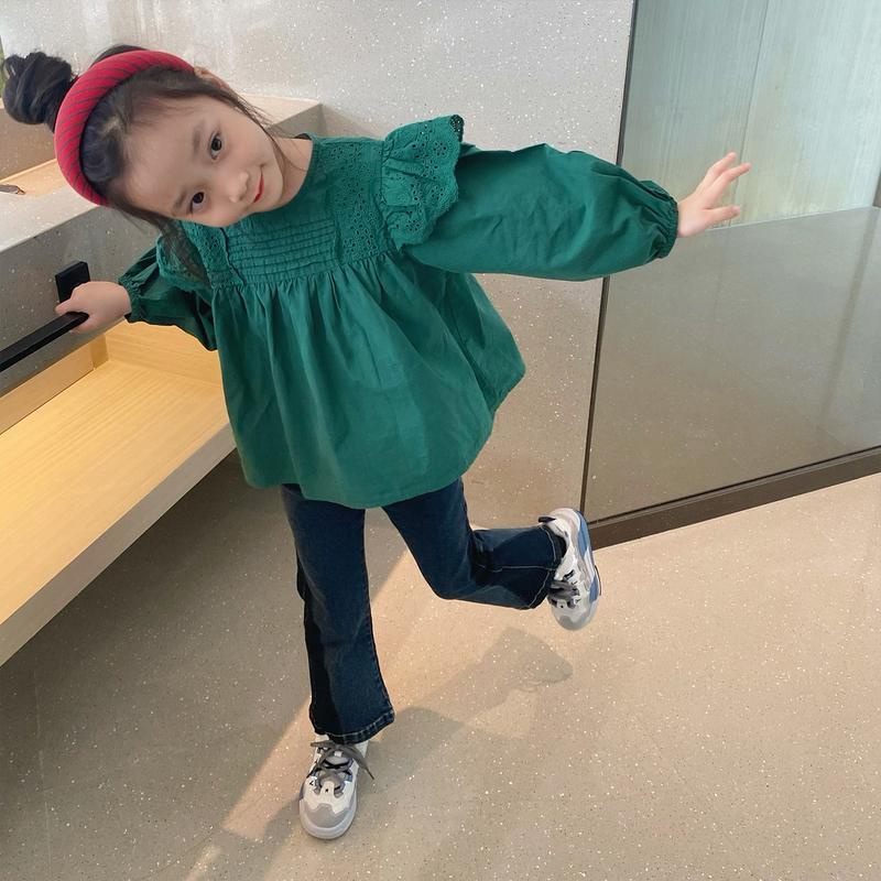 Áo Sơ Mi Tay Dài Phong Cách Hàn Quốc Thời Trang Mùa Thu Mới 2023 Dành Cho Bé Gái