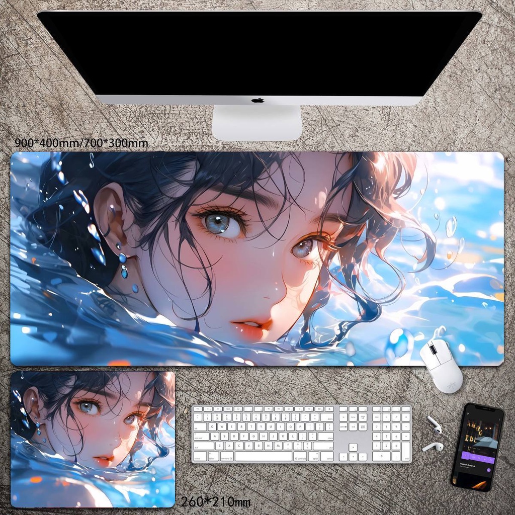 Tấm Lót Chuột Và Bàn Phím Cỡ Lớn In Hình Cá Dễ Thương