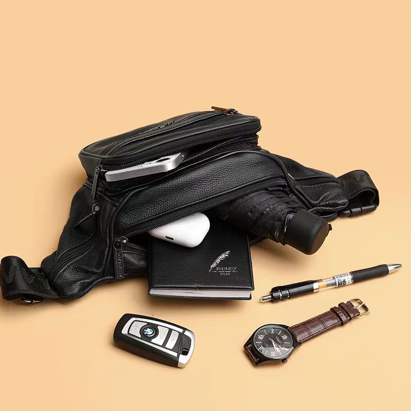 Túi Da Đeo Chéo Đa Năng Chất Liệu 100% Da Bò