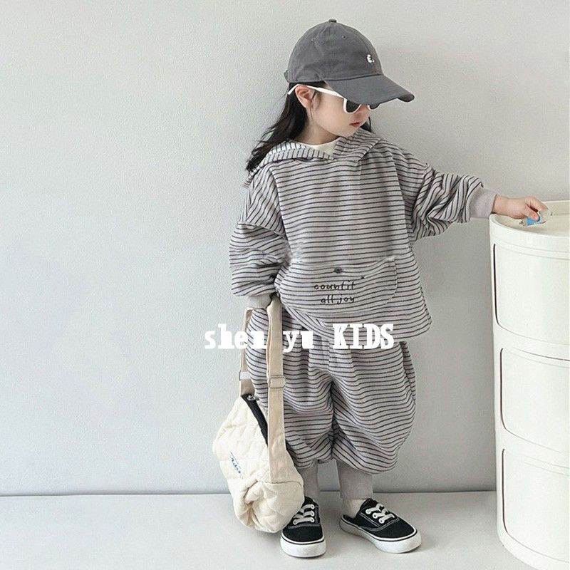 Bộ Đồ Thể Thao Áo Hoodie Kẻ Sọc Thời Trang Mùa Thu Cho Bé