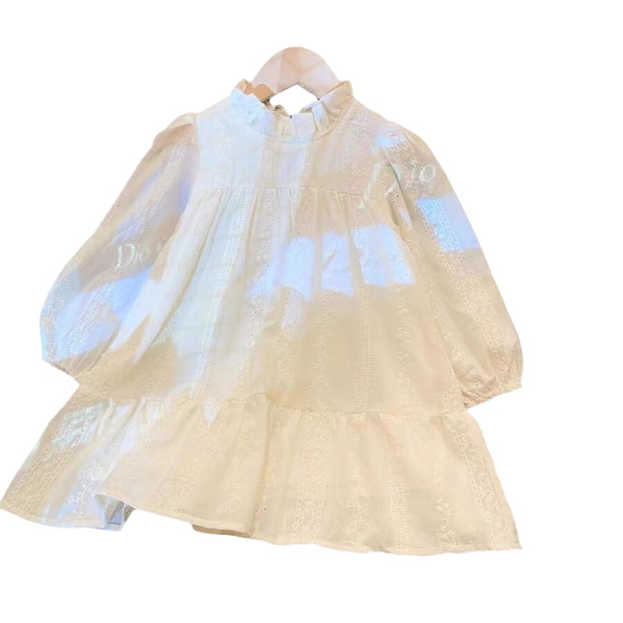 Đầm Công Chúa Tay Dài Phối Ren Dáng Rộng Phong Cách Hàn Quốc Thời Trang Xuân Thu Mới Cho Bé Gái